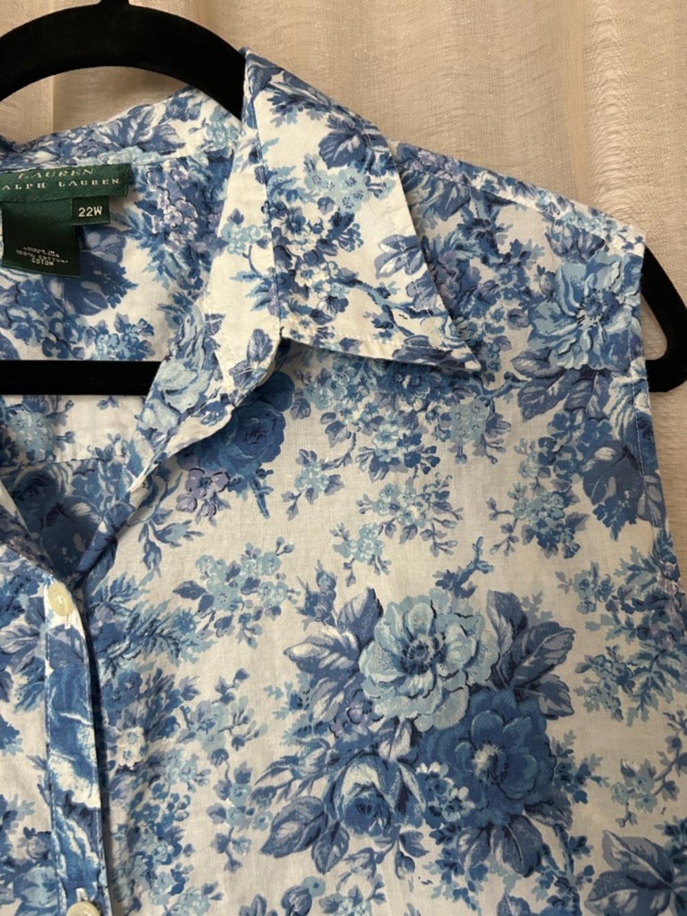Ralph Lauren blue and white floral sleeveless top. 22w